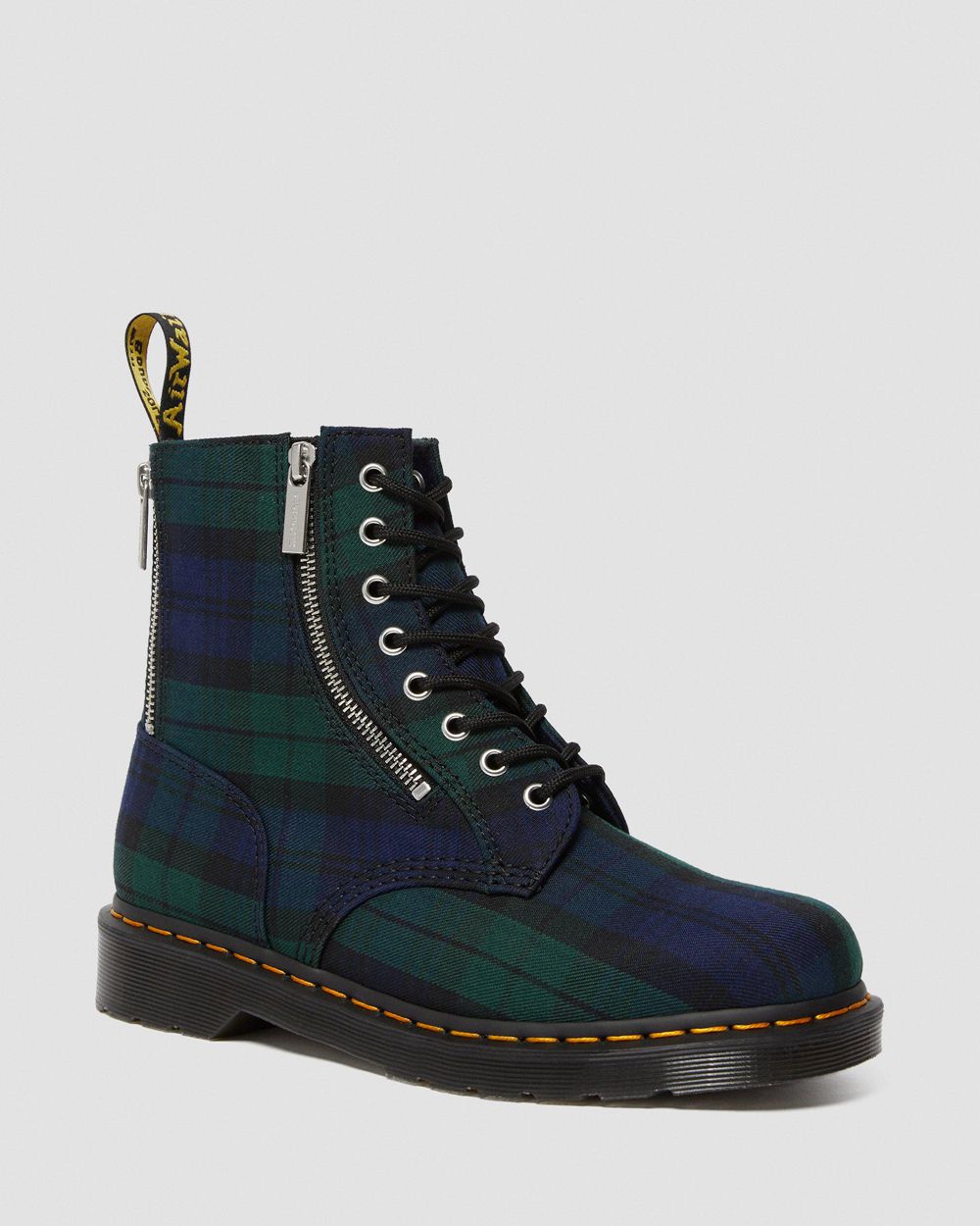 Dr Martens 1460 Zip Tartan Šnurovacie Topánky Damske ( Čierne/Zelene/Modre ) SK 902-XWEJGB